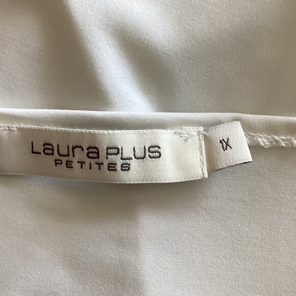 Laura Plus Petites Women's White Lace Beaded Camisole Semi Sheer Top Size 1X - Picture 6 of 7